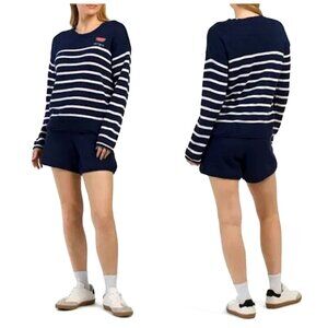 Life Is Good Watermelon & Stripes 2 Pc Sweater & Shorts Set Size L NWT